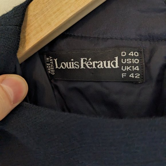 Vintage Louis Feraud Wool Silk Ruffle Shift Dress - Picture 6 of 13